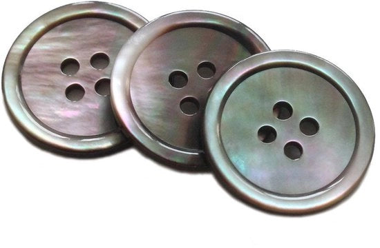 22 pezzi di bottoni lucidi neri 20 mm 15 mm per giacche, giacconi, mantelli, uniformi (nero MOP)