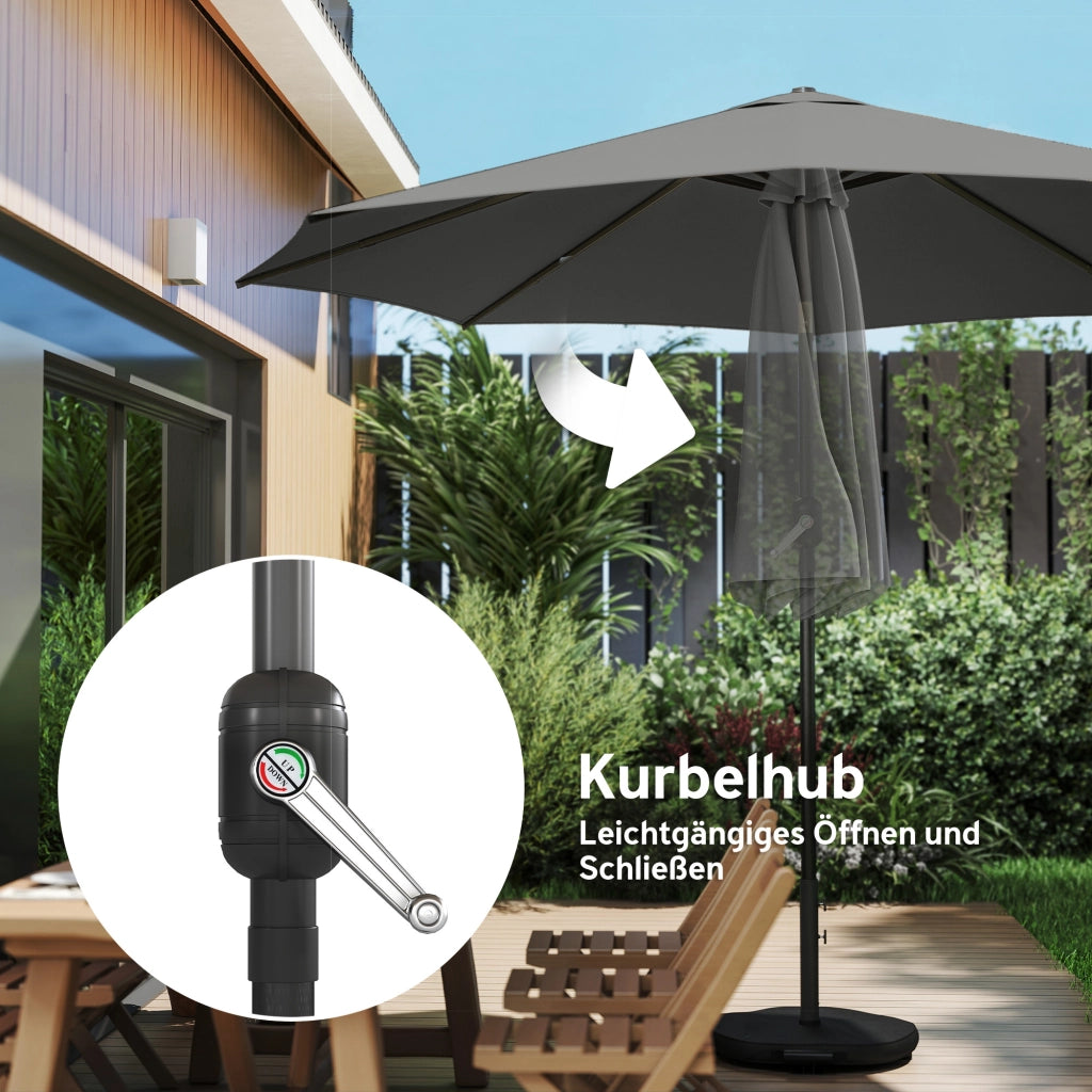 Ombrellone da balcone pieghevole ?300 cm ¨C zephmum ¨C grigio scuro con base a croce e manovella