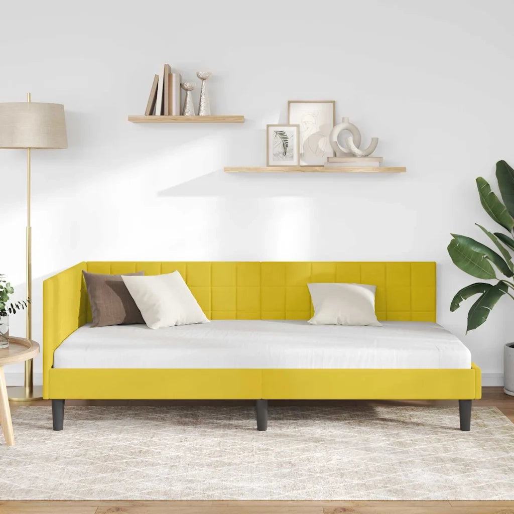 vidaXL Cornice del letto ad angolo Giallo 100 x 200 cm Velluto