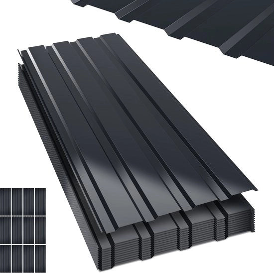 Pannelli Dak in Forma di Trapezzo 115×45 cm - Metallo Verniciato - Resistente all'Umidità e Antiruggine - 6 m² - Antracite