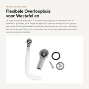 Flessibile Adattatore per Vasca da Bagno - Diametro 26mm - Lunghezza 250mm - Taglio Quadrato 41x41mm - Adatto per Vasche da Bagno in Acciaio Inossidabile