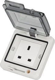 Stopcontatto impermeabile 250V 13A UK standard - Bocchetta esterna con coperchio.