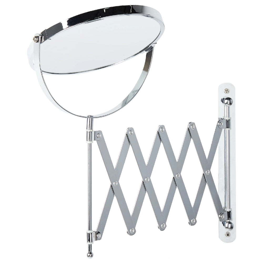 Specchio da trucco in ferro argentato ø 19 cm con prolunga a parete Doppio lato Ingrandimento Accessori da bagno