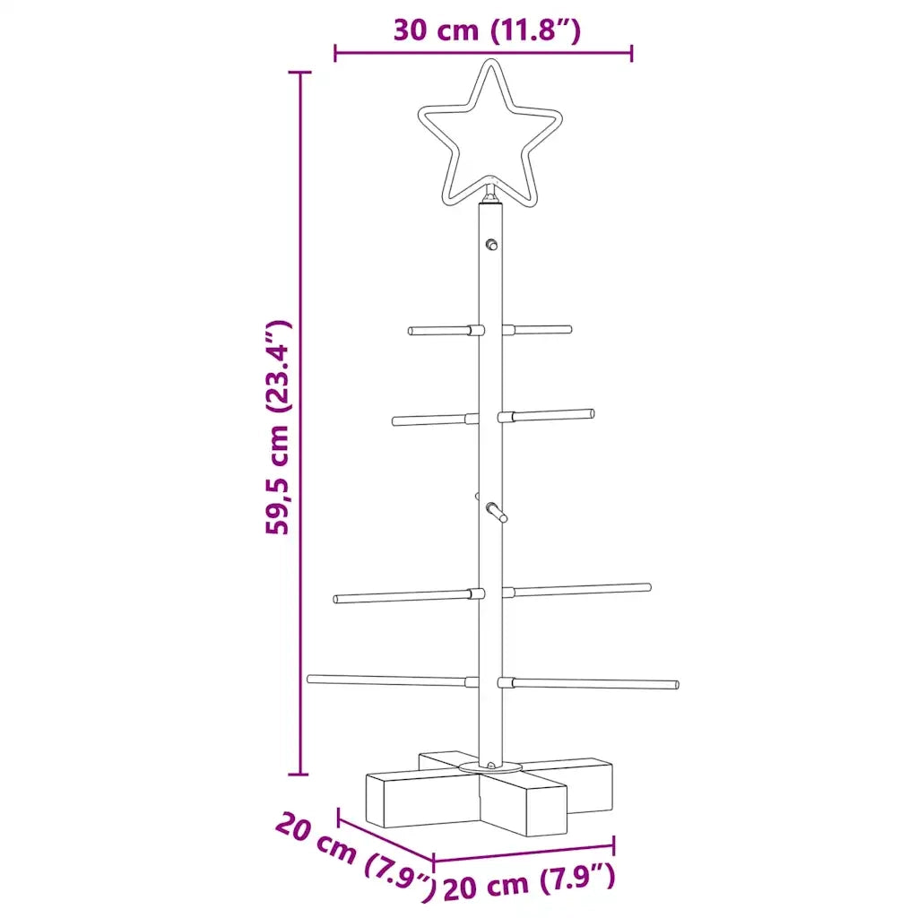 Albero di Natale in metallo con supporto Nero 59,5 cm
