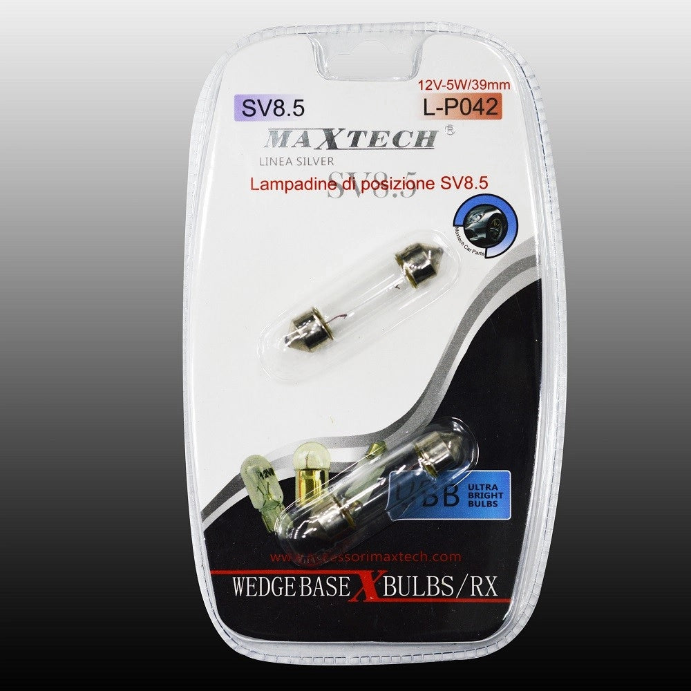 Trade Shop - Lampadine Di Posizione Sv8.5 Maxtech L-p042 12v-5w/39mm Lampadine Ultra Luminose -