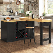 Isola da cucina girevole 120-223 cm con vani contenitore