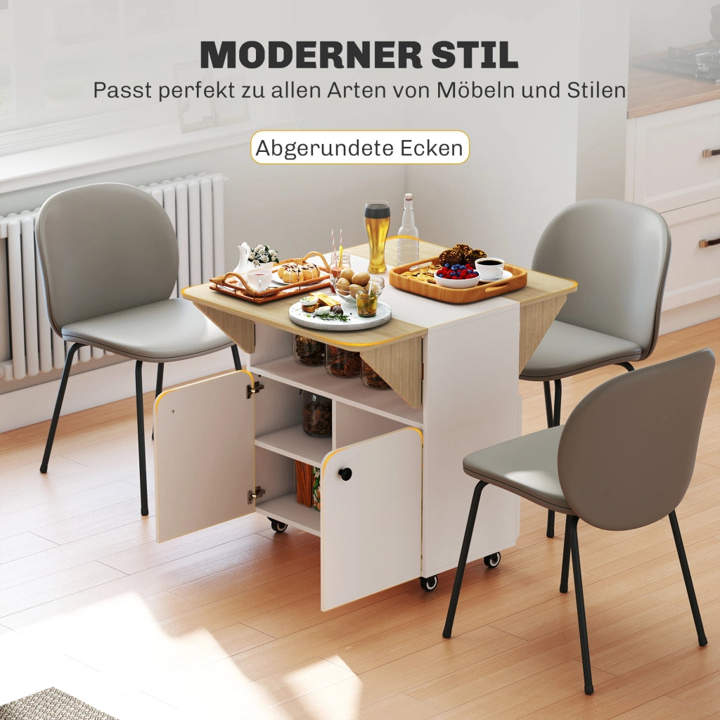 Tavolo allungabile con cassettiera ¨C Zephmum ¨C Bianco e legno naturale, 70x83x75 cm