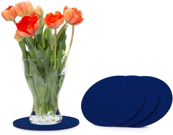 Vilten Onderzetters Rond 25cm, Pacchetto da 4 (Colore Scegliibile), Blu Scuro