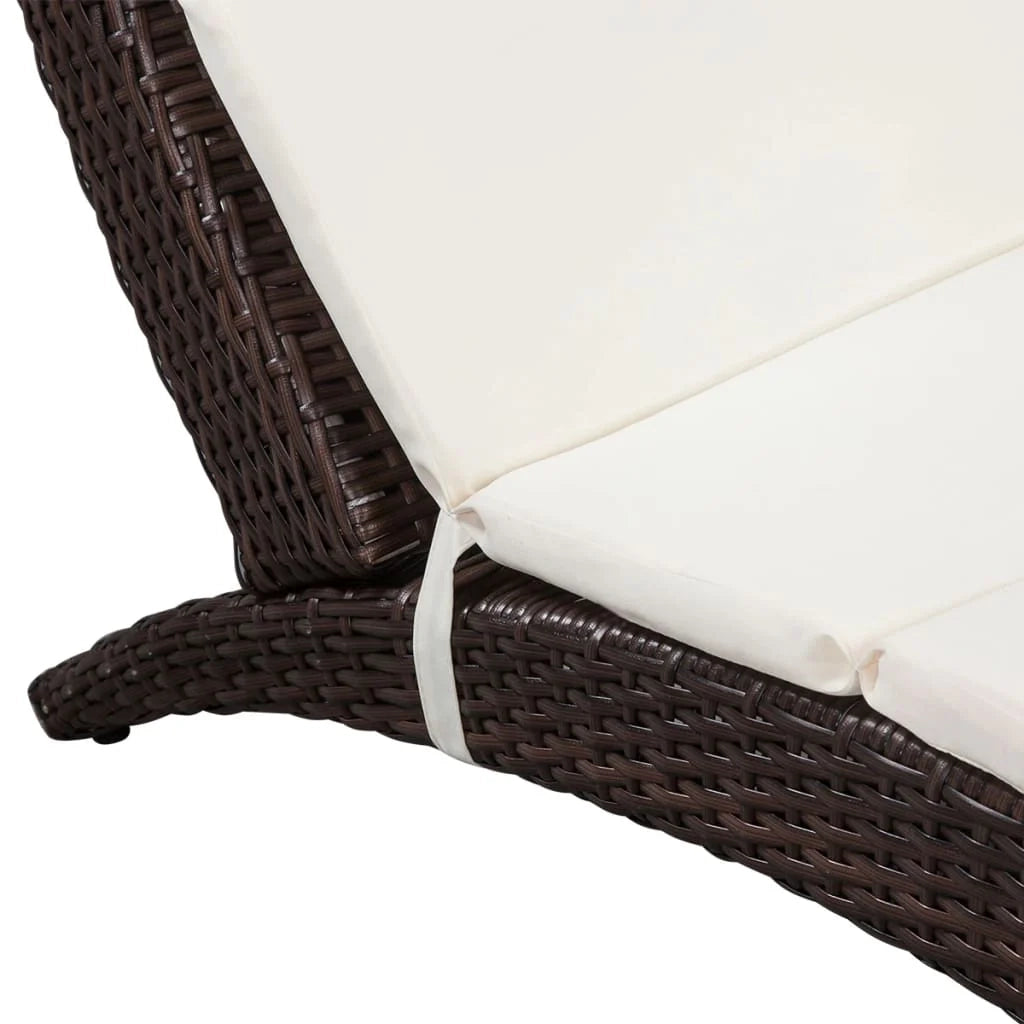 Lettino prendisole sedia a sdraio lettino prendisole letto da giardino mobili da giardino mobili da esterno pieghevoli con cuscino resina intrecciata marrone 02_0012857