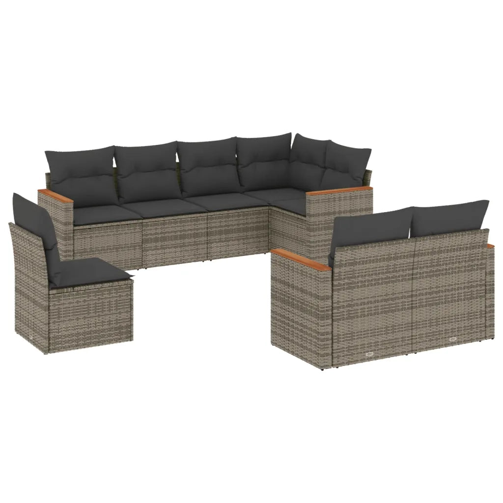 Set Divano da Giardino 8 pz con Cuscini Grigio in Polyrattancod mxl 112559
