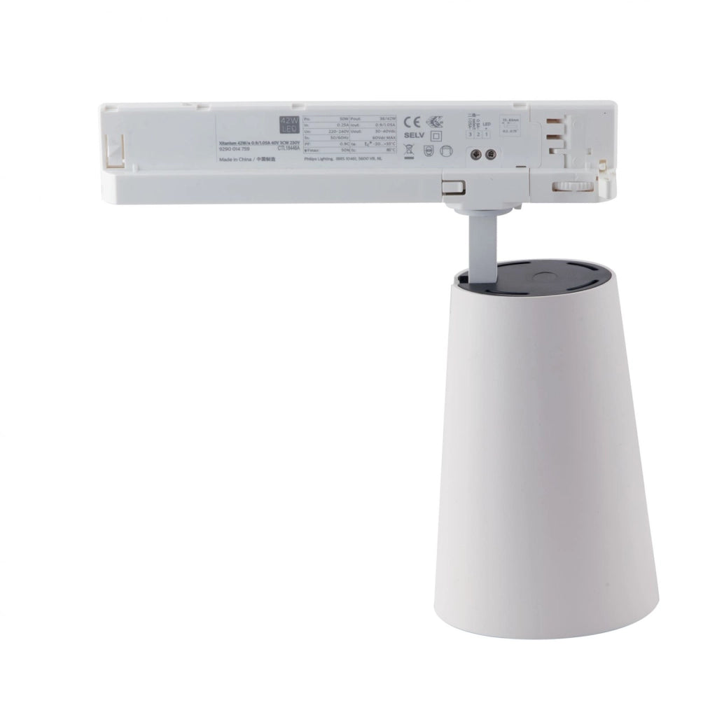 FARO BINARIO LED KONE BIANCO IN ALLUMINIO 42W 4230LM 4000K 24,5X15X10 CM.