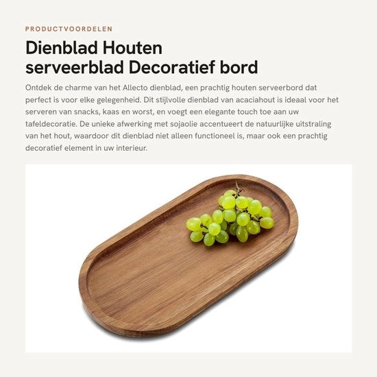 Tavolo da Servire in Legno di Acacia - Decorativo - Piatto da Servire in Legno - Tavolo da Pranzo Lungo - Servizio per Snack/Kaas/Wurst - Disegno Stilistico - Piatto da Servire in Legno