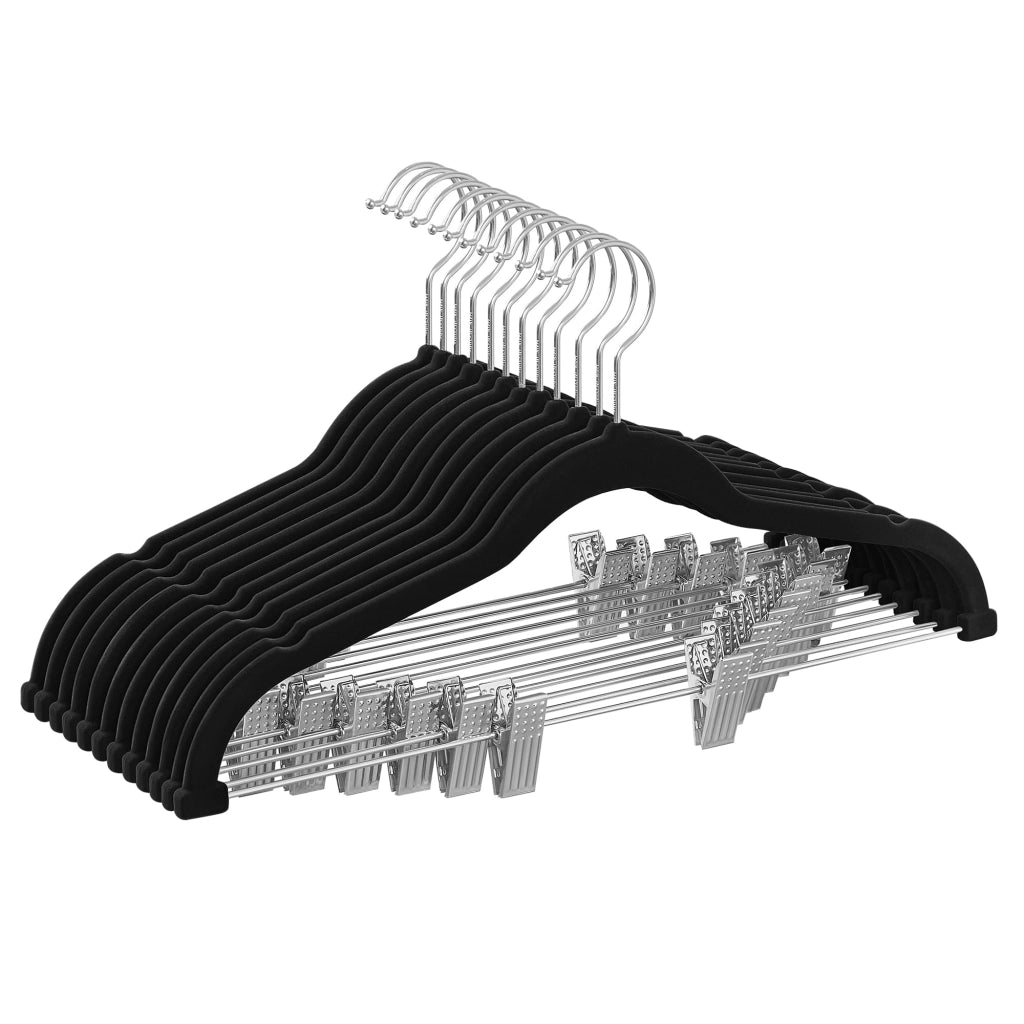 Grucce VALORA in velluto nero con clip per organizzare i vestiti - CRF12B x12
