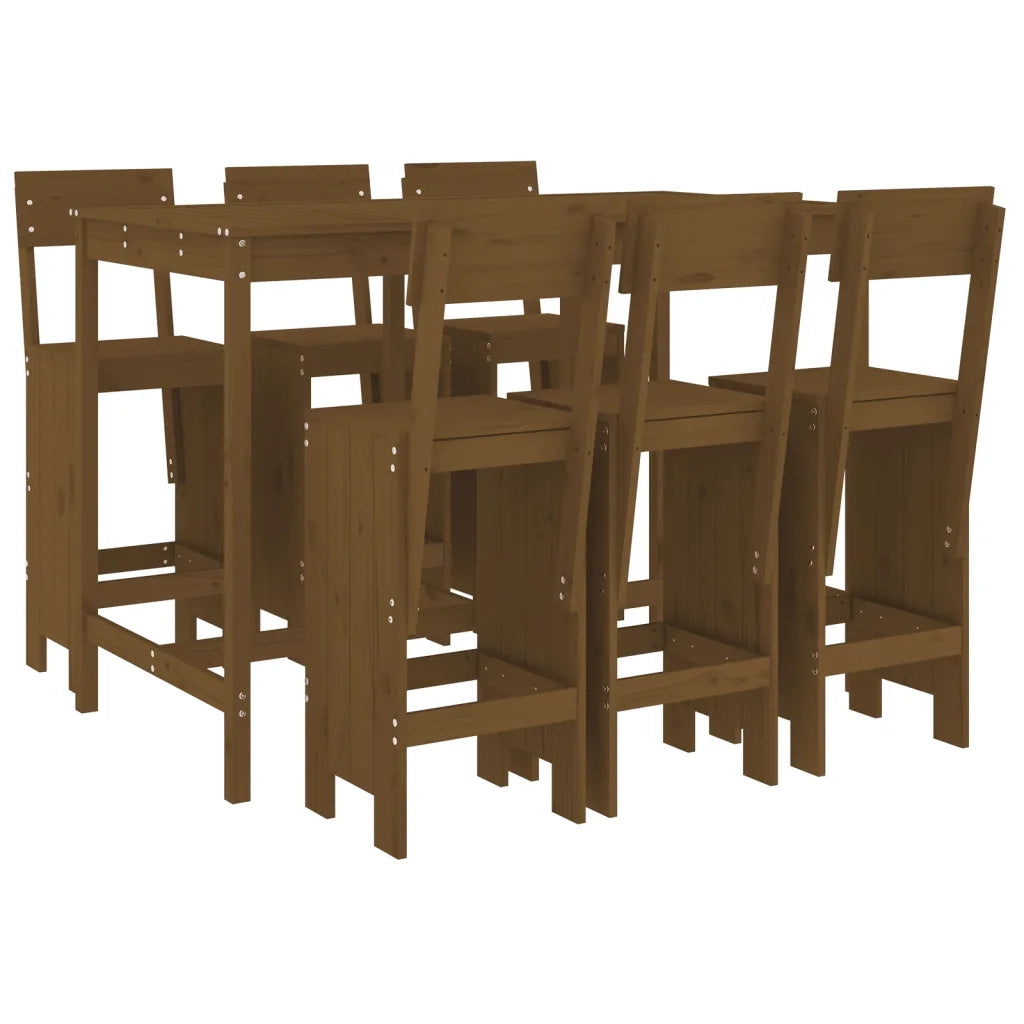 Set Bar da Giardino 7 pz Miele in Legno Massello di Pinocod mxl 83711
