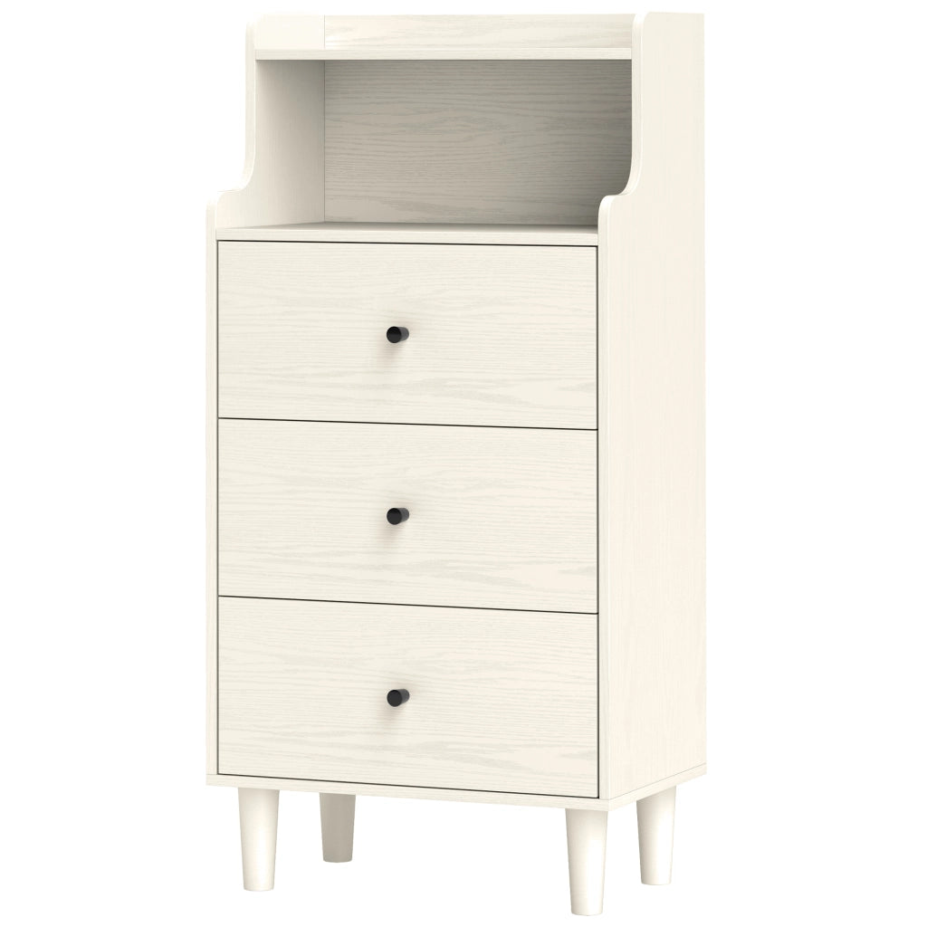 Cassettiera 3 Cassetti 2 Ripiani Aperti Moderna ¨C zephmum ¨C Bianco Veteado 47x29x95cm