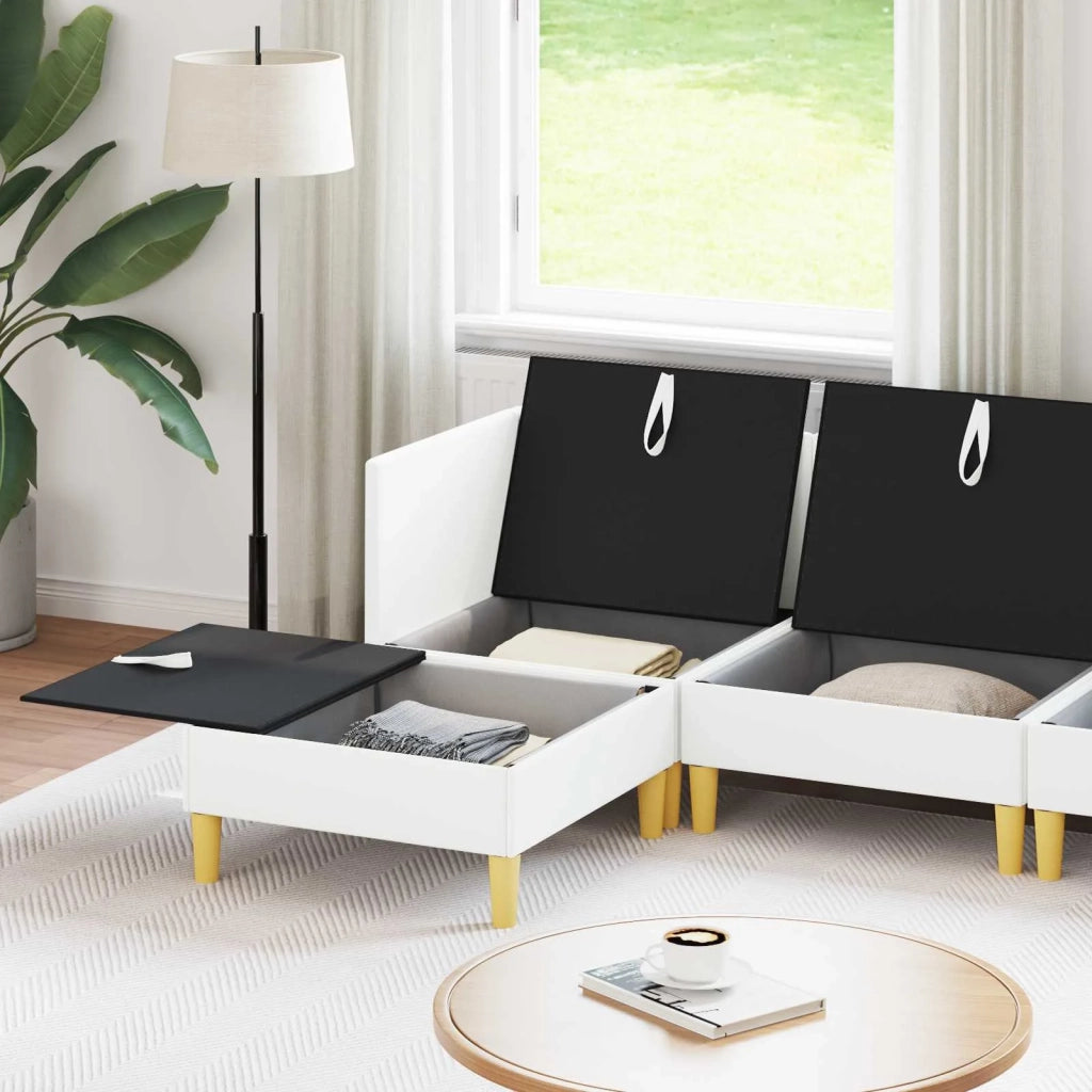 Set di mobili per il soggiorno con cuscino 5 pcs Bianco Tessuto 3413721