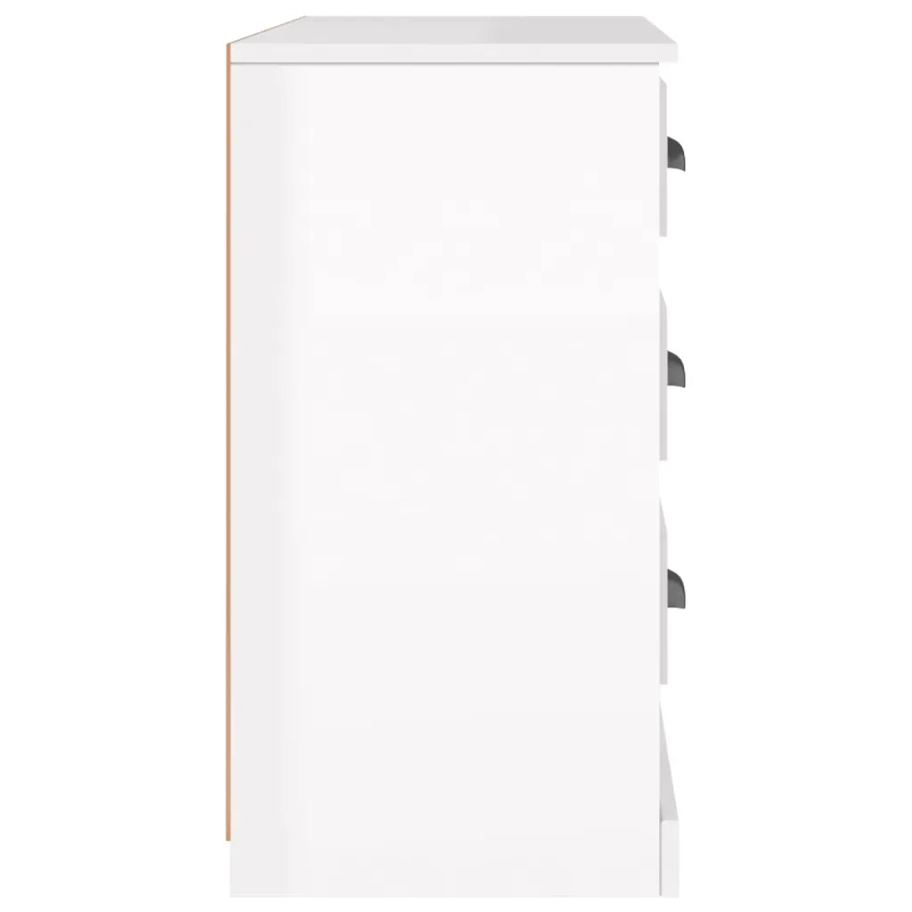 Credenza Bianco Lucido 104,5x35,5x67,5 cm in Legno Multistrato 816234