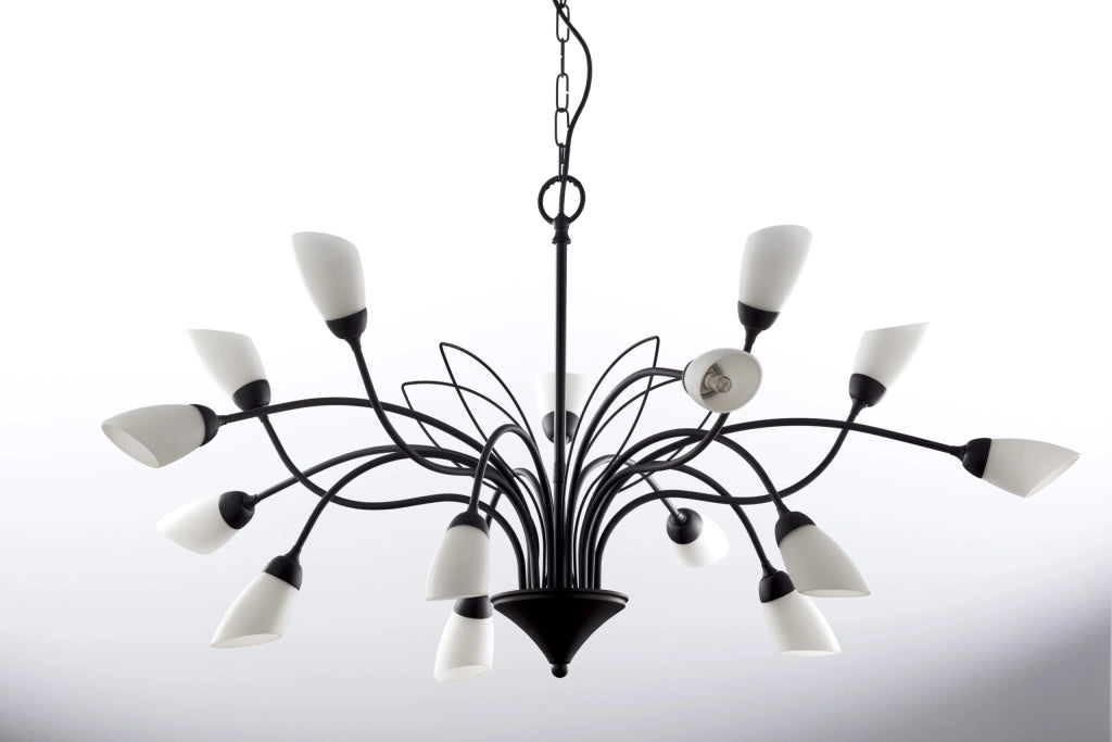 Lampadario GLORIOSA Jupiter nero opaco 15xG9 a catena