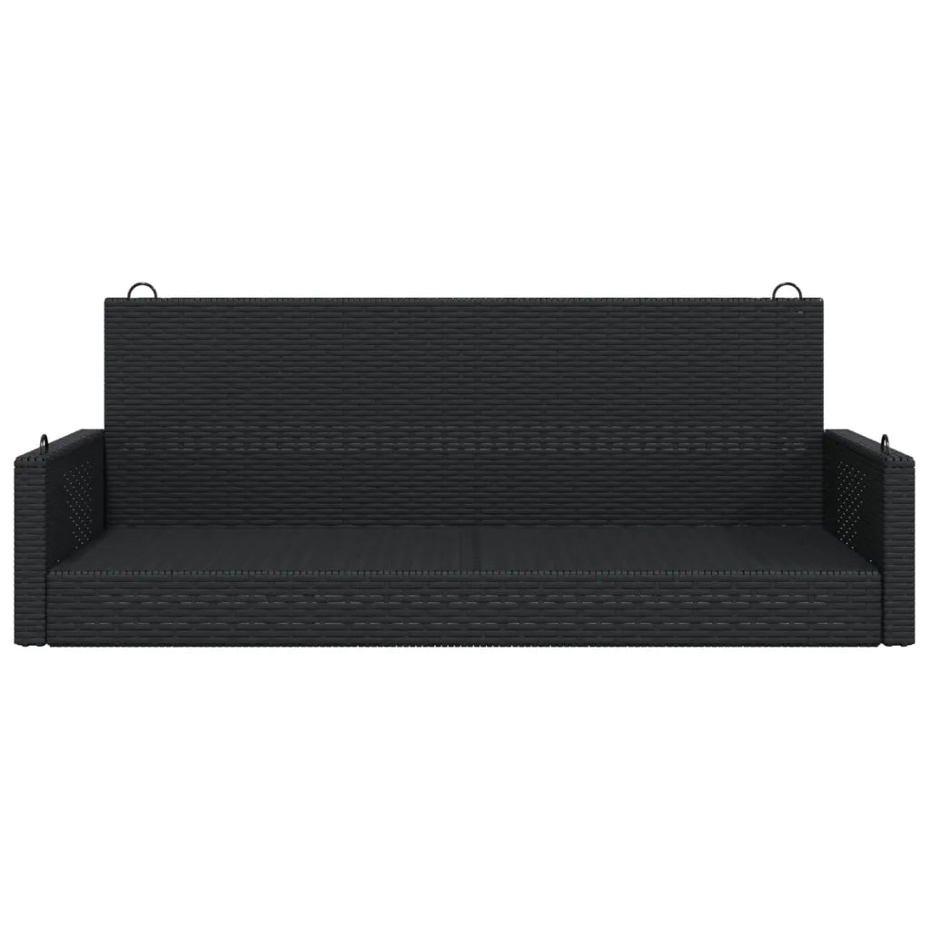 Panchina a Dondolo Nera 119x56x48 cm in Polyrattan 365625