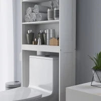 kleankin Mobile WC sopra il water armadio di stoccaggio per bagno con nicchie armadio a doppia porta mensola regolabile