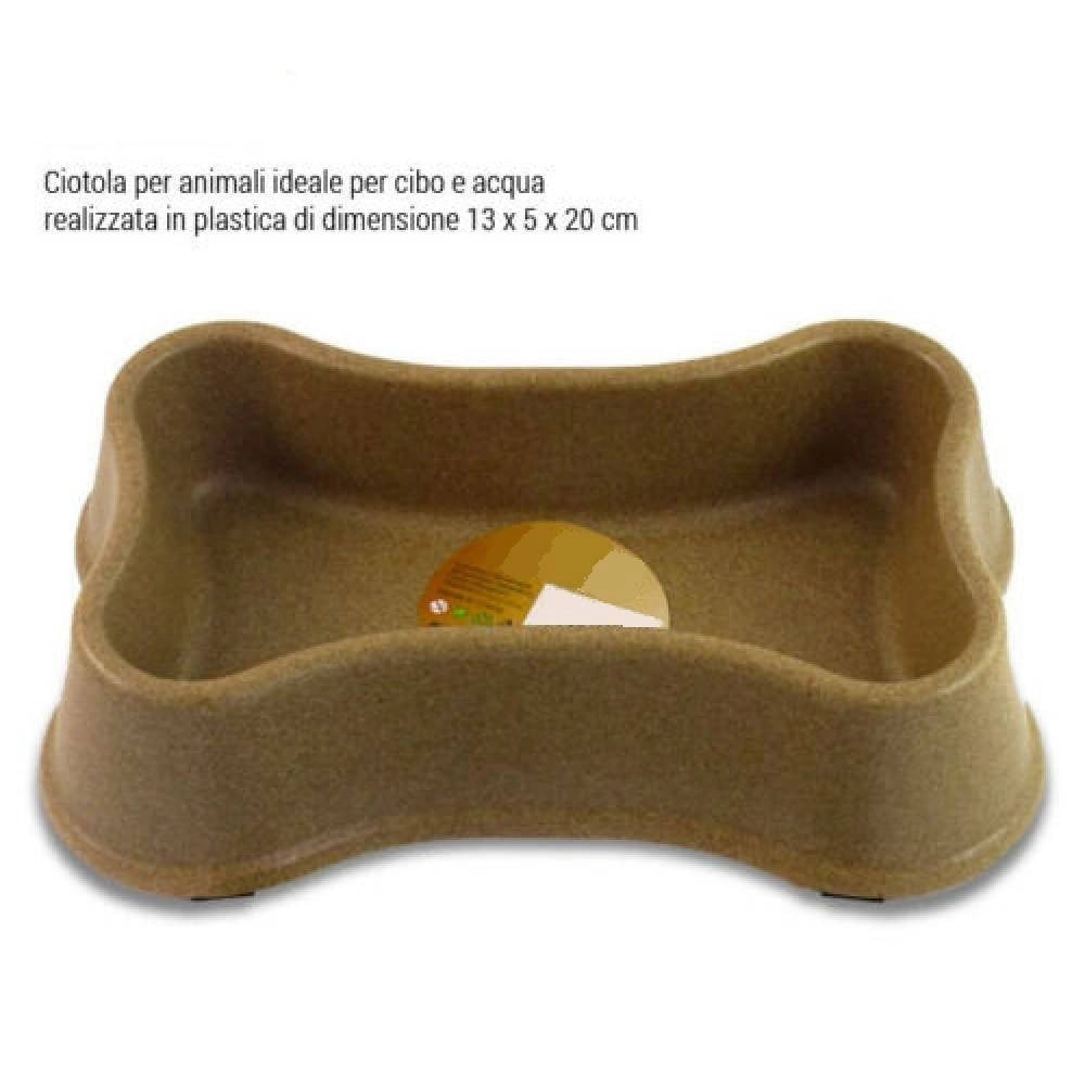 Trade Shop - Ciotola Per Cani Gatti Animali In Plastica 13x5x20 Cm Acqua Cibo Marrone -