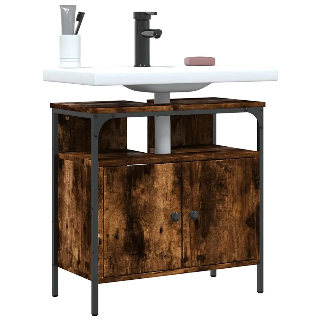 Mobile Lavabo Bagno Rovere Fumo 60x30x60 cm Legno Multistrato 842438