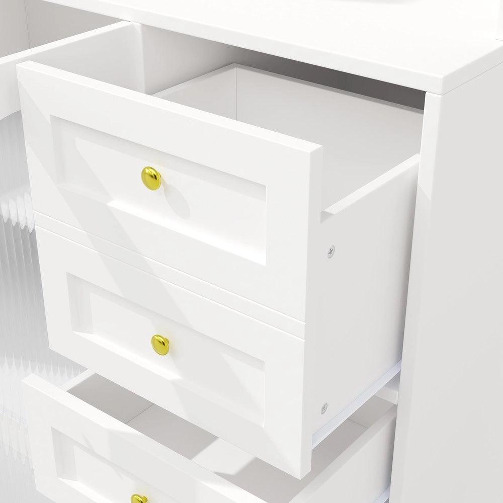 Mobile Buffet con LED ¨C Xylo ¨C Nero/Bianco, 4 Ante, 120x40x188