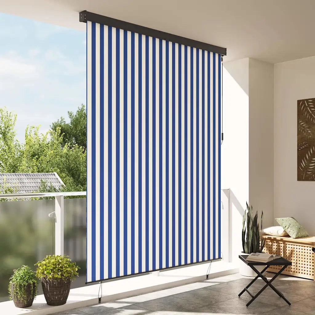 vidaXL Tenda a Rullo Esterna Striped Blu e bianco 200 x 250 cm Tessuto