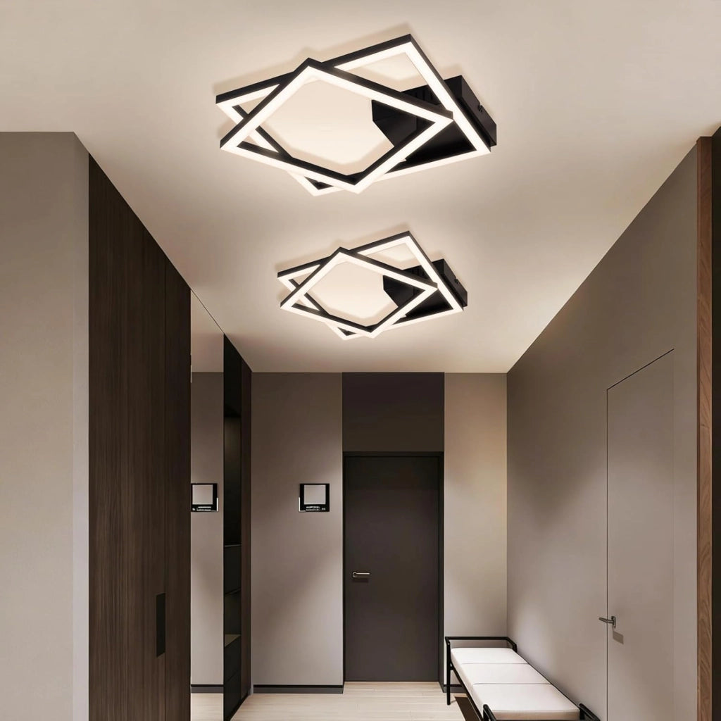 ZMH Plafoniera LED nera 20W 4000K moderna lampada da soffitto per soggiorno camera da letto corridoio ufficio