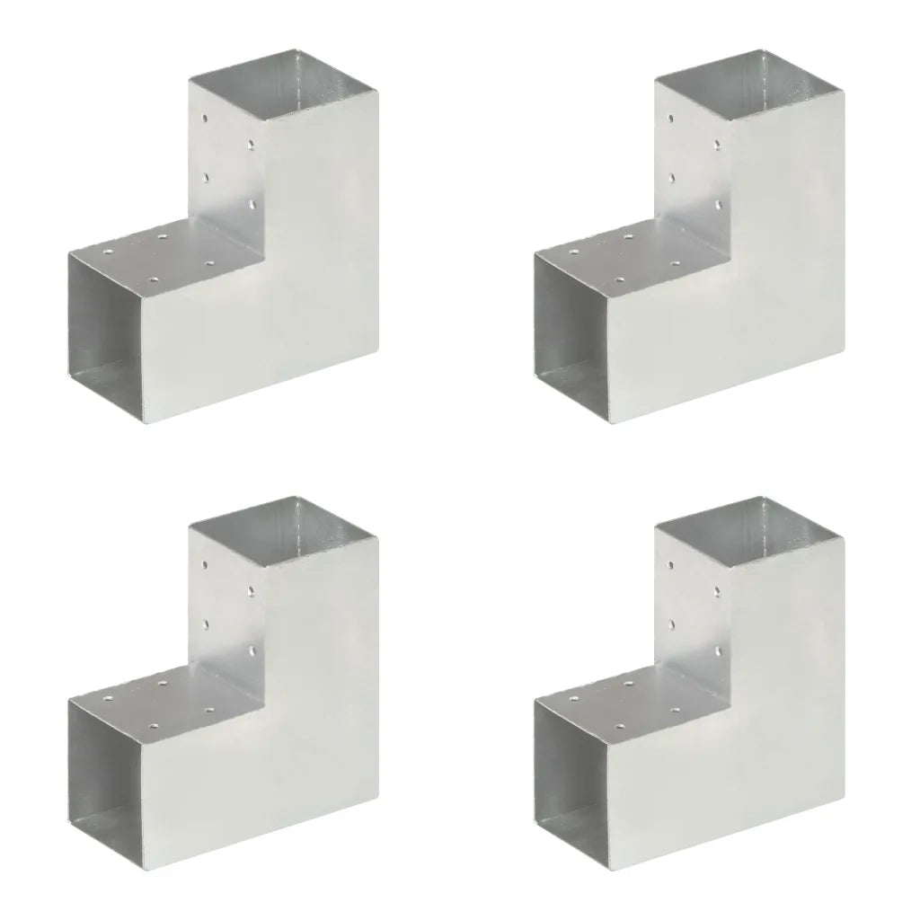 Connettori per Pali a Forma di L 4 pz Metallo Zincato 91x91 mm cod mxl 58382