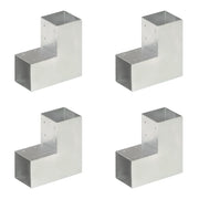 Connettori per Pali a Forma di L 4 pz Metallo Zincato 91x91 mm cod mxl 58382