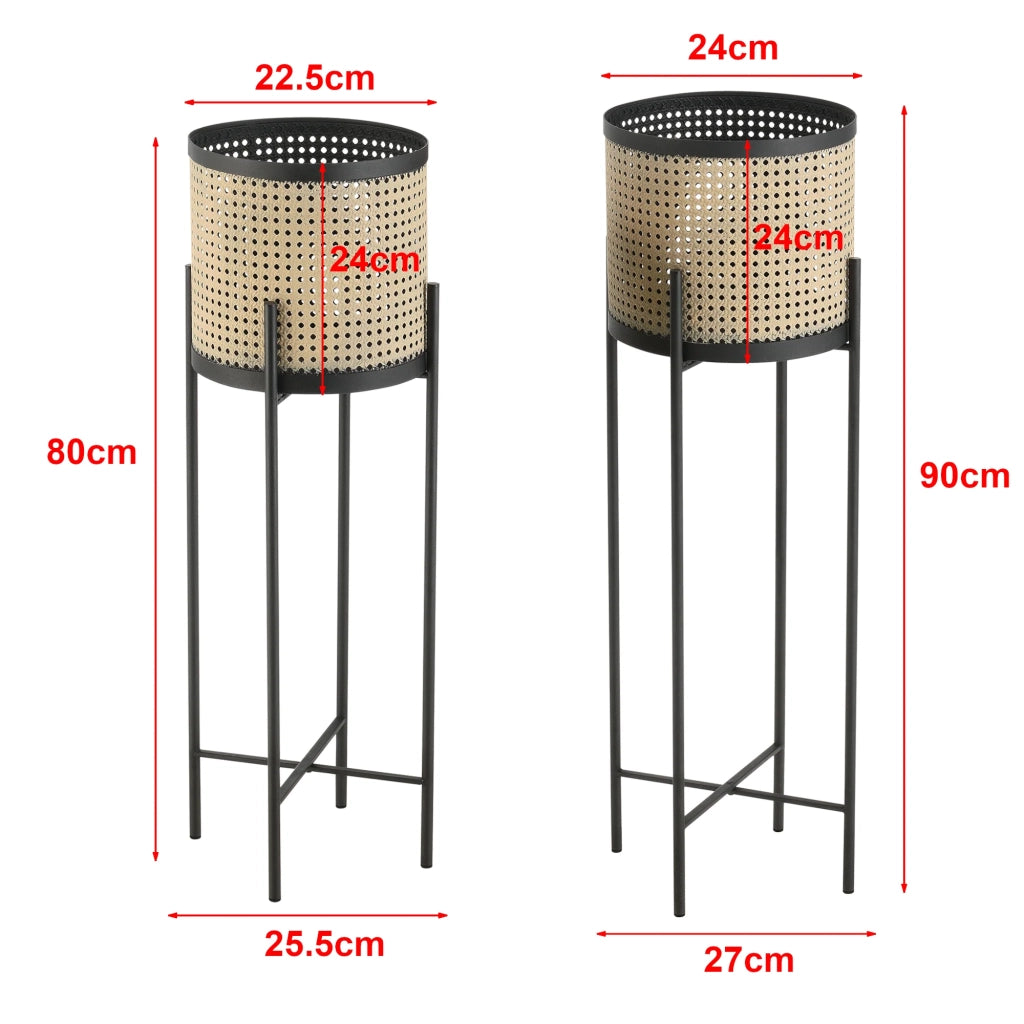 Set di 2 portavasi in metallo Colfontaine diverse misure colore sabbia nera 03_0007728