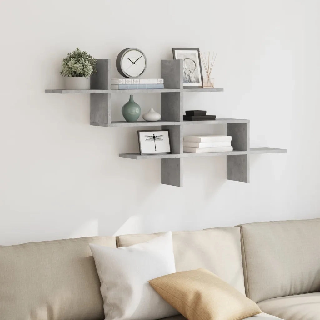 Scaffale a Muro Grigio Cemento 124,5x18x60,5 cm in Truciolato 853266