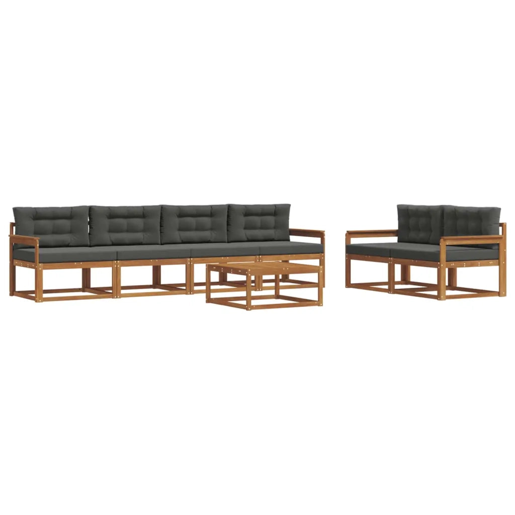 Set di divani da esterno con cuscino 7 pcs Naturale e Antracite 3367220