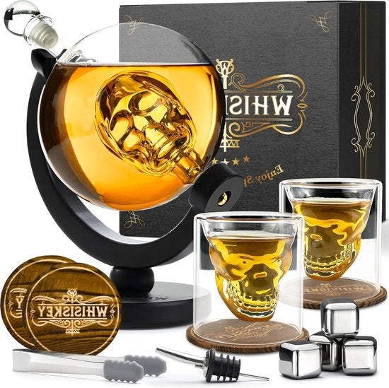 Decantatore di Whisky in Cristallo con Piatto per Servire e Tastiera in Cristallo - 900 ml