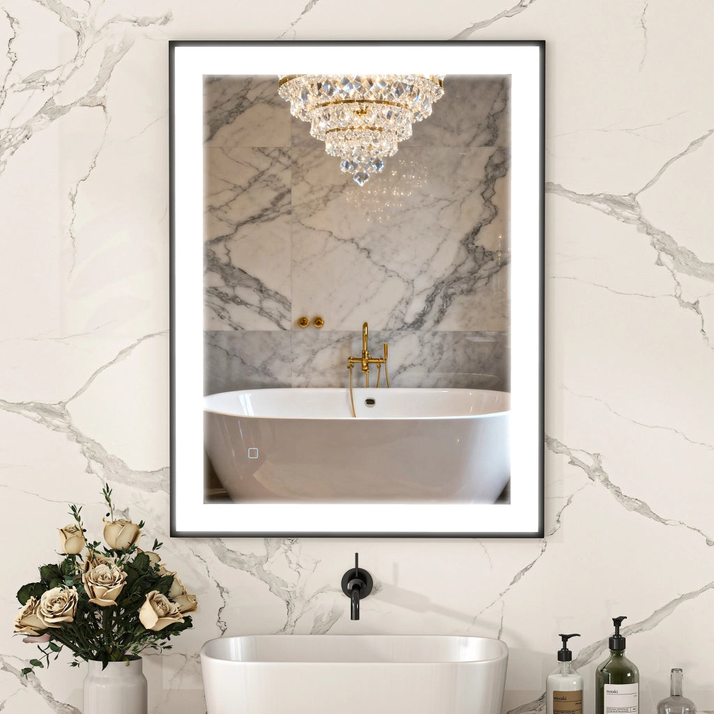 Specchio da Bagno con Luce LED ¨C Zephmum ¨C Bianco 80x60 cm Antivaho 3 Colori