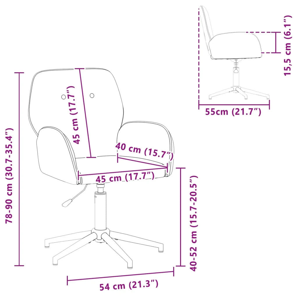 Sedie da scrivania girevoli 4 pz 54 x 55 x 90 cm Crema Velluto 3428335