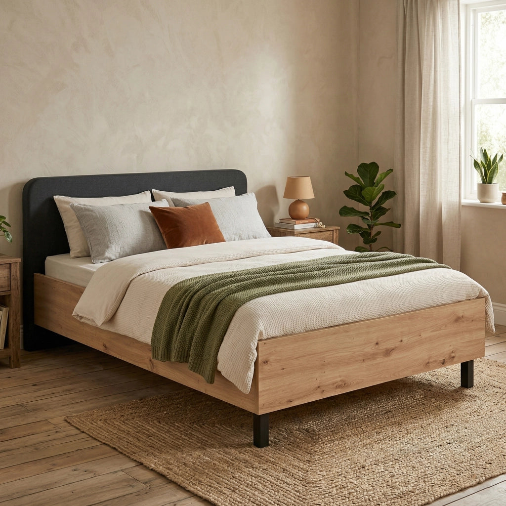 Norcia, Letto Piazza e Mezza Dimensione Materasso 120x200 cm, Marrone Rovere