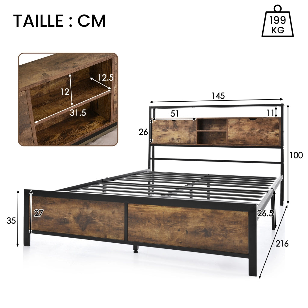 Letto Contenitore Letto Singolo con USB; Tipo C e LED; 90 x 200 cm; senza Materasso; Cotone Grigio