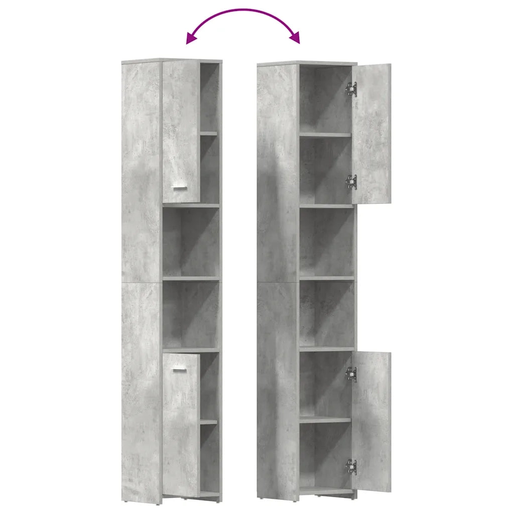 Armadio da Bagno Grigio Cemento 30x30x183,5 cm in Truciolato cod mxl 8069