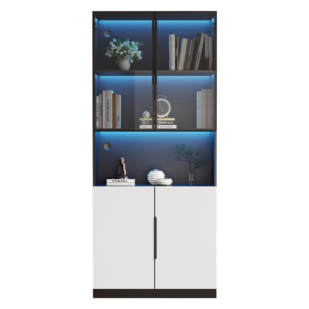 Vetrina moderna con LED - Zephmum- 30*160*200cm- Bianco e nero- Temperatura e luminosit¨¤ regolabili