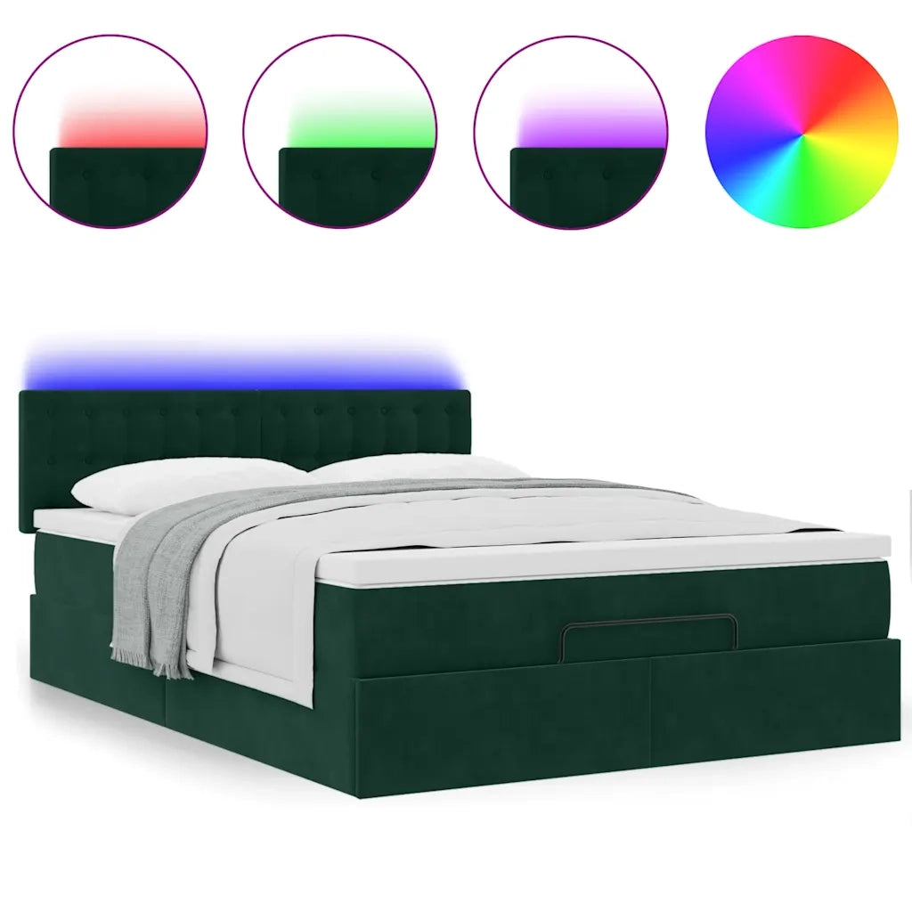Struttura Letto Pouf con Materasso 140x190 cm in Velluto