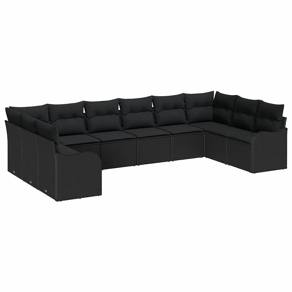 Set Divano da Giardino 10 pcs Nero polyrattan 3345883