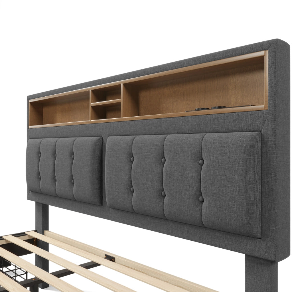 Letto matrimoniale – 140x200 cm – 4 cassetti USBC testiera regolabile – legno
