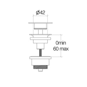 Lineabeta - Piletta click clack regolabile 0-60 mm da 1"1/4" in ottone nero opaco