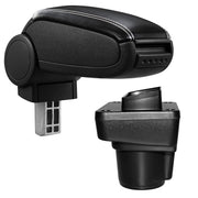[pro.tec] Bracciolo centrale per Ford Ka+ (da 2014) - Rivestimento in similpelle nero con cuciture bianche - con vano portaoggetti