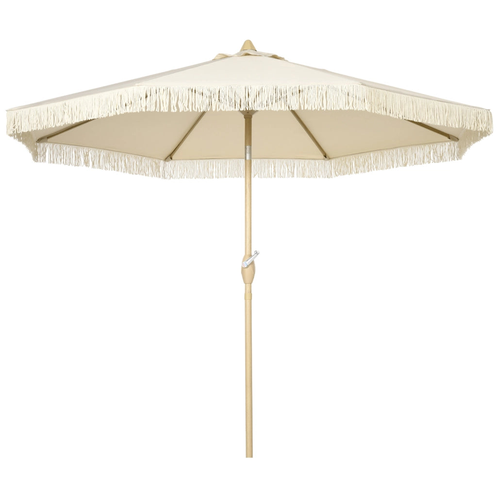 Ombrellone da giardino con manovella e frange ¨C zephmum ¨C crema ?265x244 cm