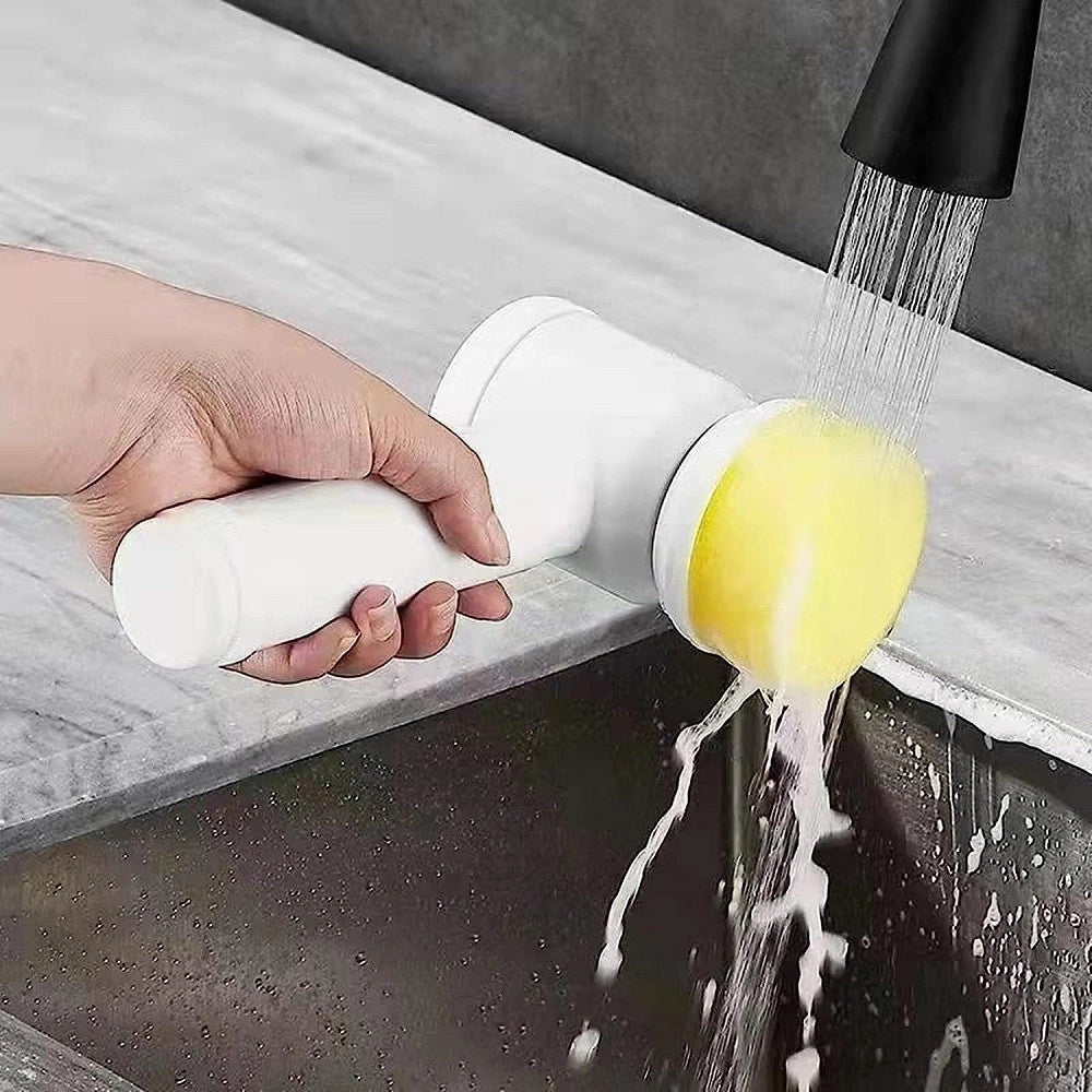 Trade Shop - Spazzola Rotante Elettrica Per Pulizia Multifunzione Con 3 Testine Bagno Cucina -