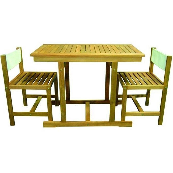 Vigor 9692120 Priamo Set Arredo Giardino 3 Pezzi Legno Acacia FSC 1 Tavolo 2 Sedie Schienale Textilene colore Natural