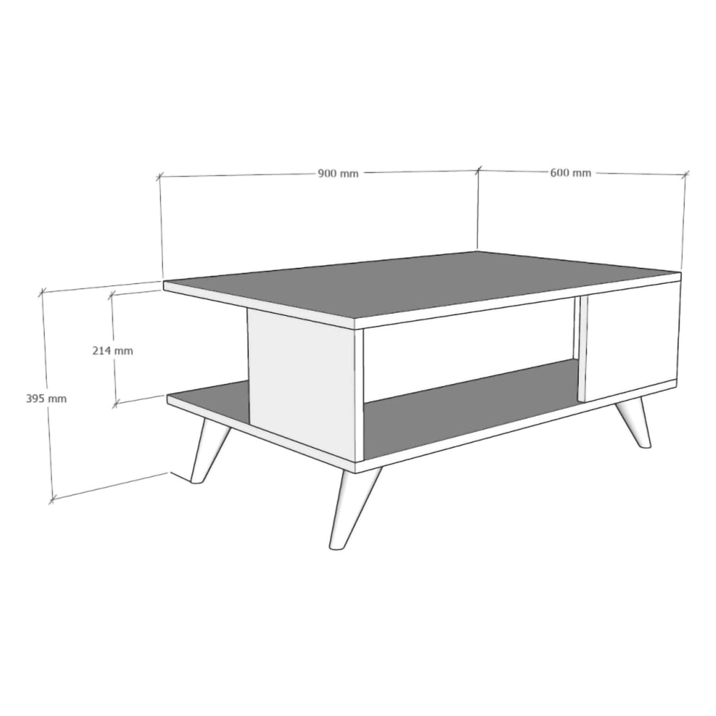 Lurano, Tavolino da Salotto un Vano, 90x60x40h cm Marrone Noce